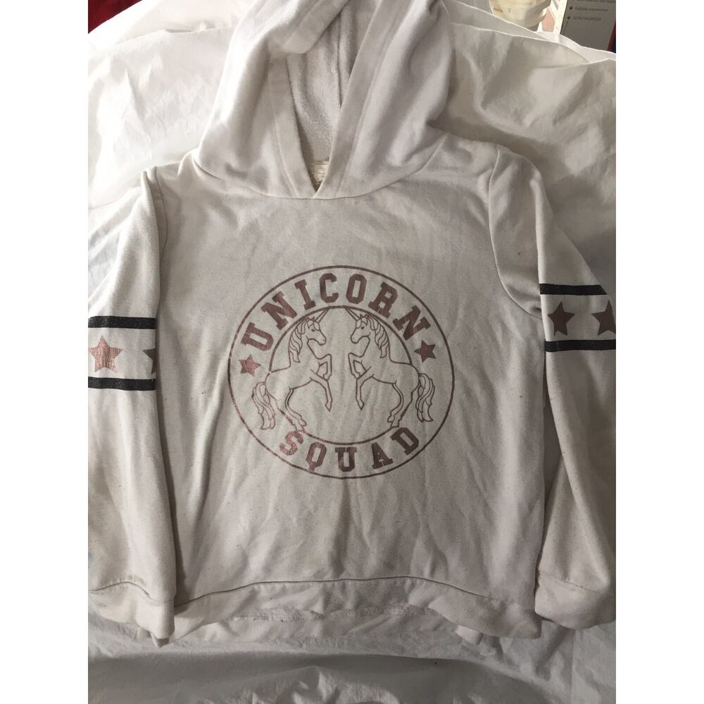 Girls Size 10 Unicorn Squad Hoody White Long Sleeve